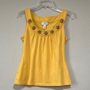 Ann Taylor Loft Sunflower Yellow Embroidered Tank Top
